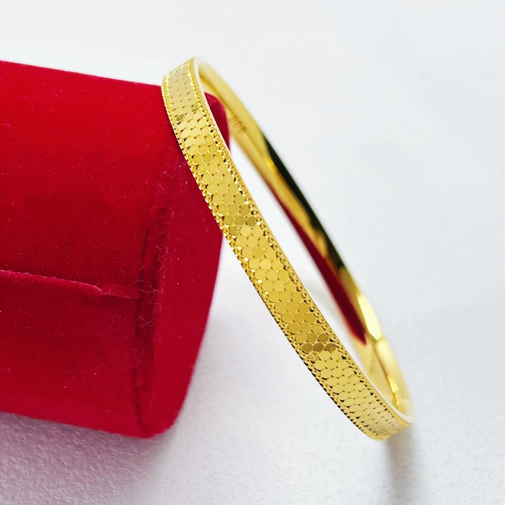 

Women's Hand Bracelet Gold Plated 6mm Honeycomb Bling Cuff Bangles Wristband High Quality Luxury Jewelry Accessories Party Gifts