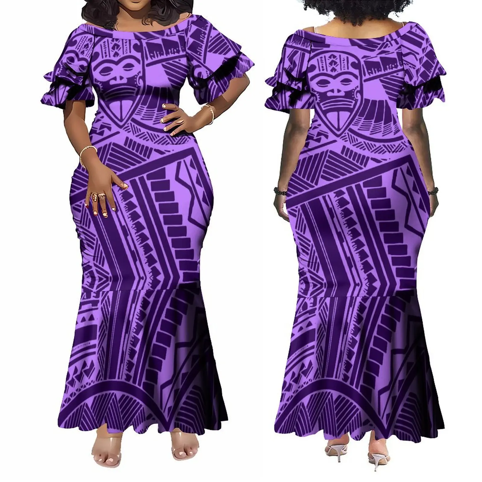 Robe Hawaïenne à Manches Courtes pour Femme et Homme, Tenue Longue en Queue de Poisson, Vêtement Serré, à la Mode, avec une Rentabilité, Support Personnalisé