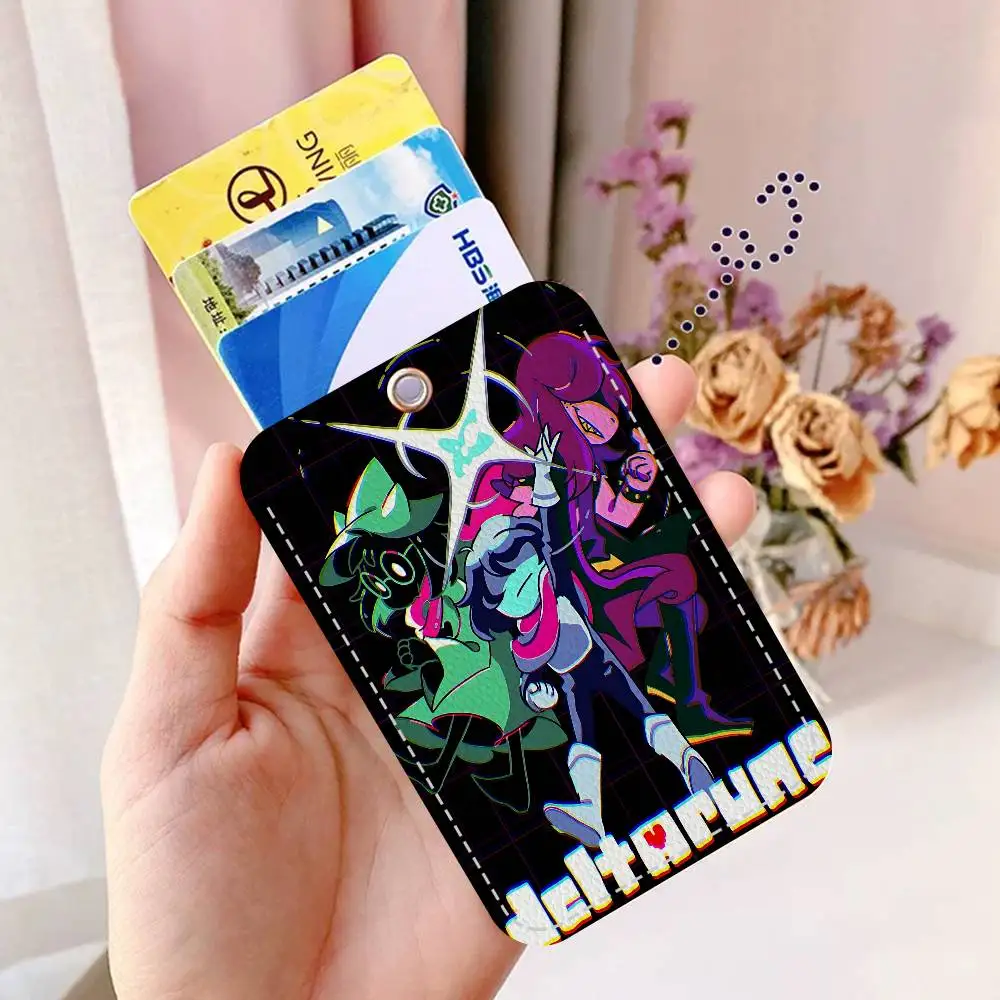 Popular RPG Game D-Deltarune 1Pc PU Leather Card Holder Keychain Key Ring Door Lock Access Tags ID Card Case Keychain Card