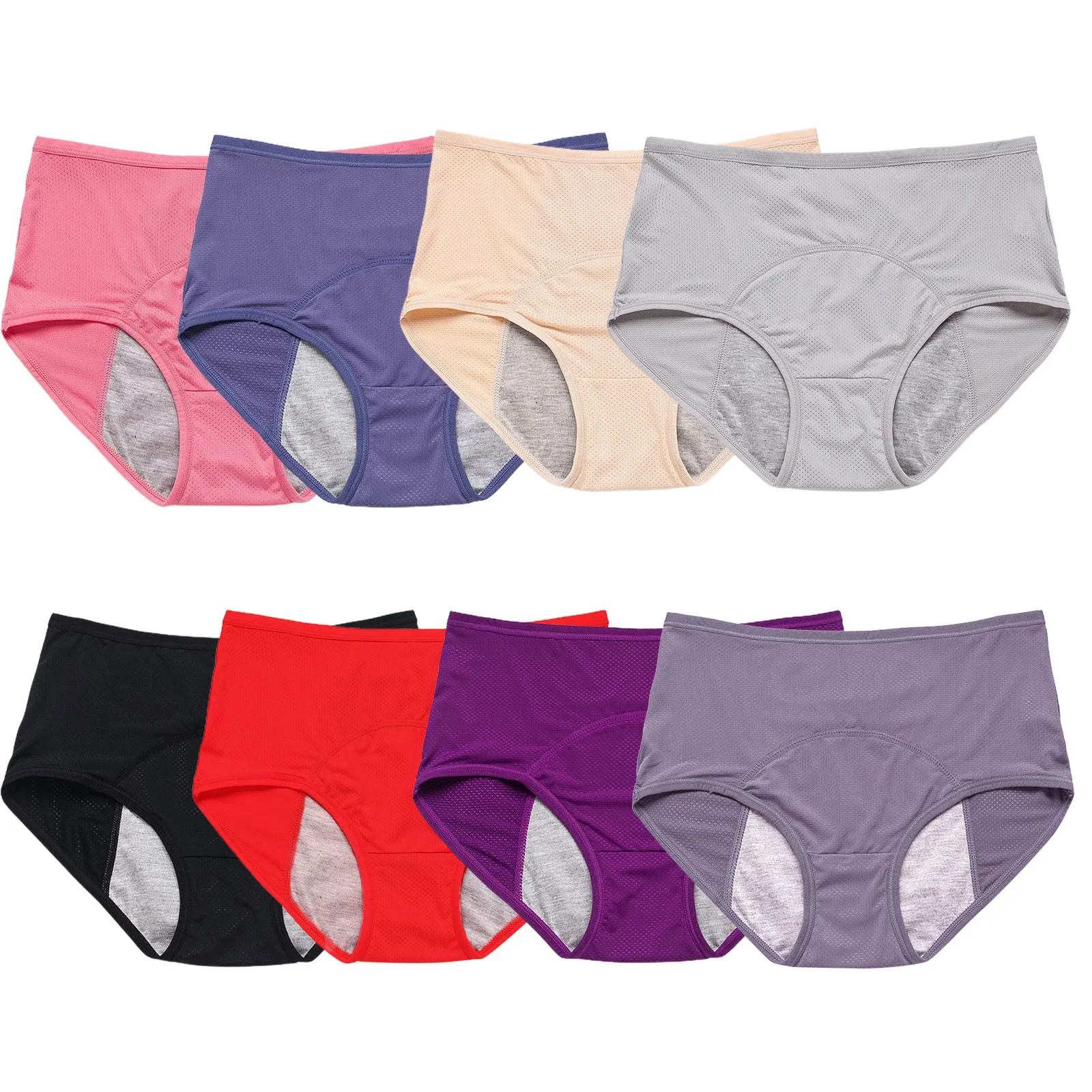 6XL Large Size Menstrual Panties For Women Solid Color Sheer Mesh Underwear Cotton Crotch Breathable Briefs Ropa Interior Mujer