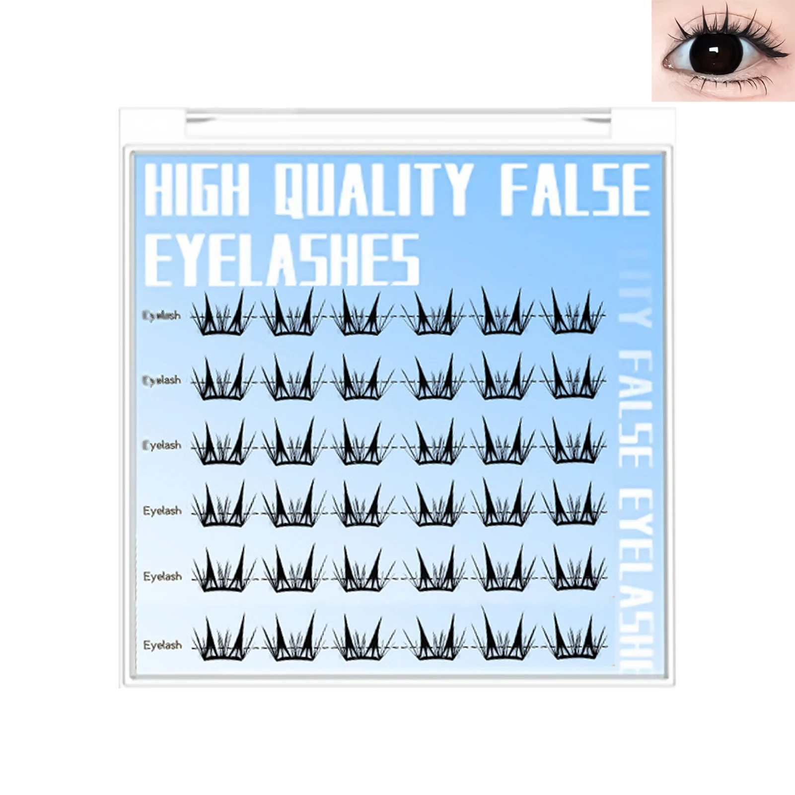 6 Rows Self Adhesive Fake Eyelashes No Glue DIY Lash extenstion 0.05mm Thin Black 7-13mm Mixed Length korean style lash supplies