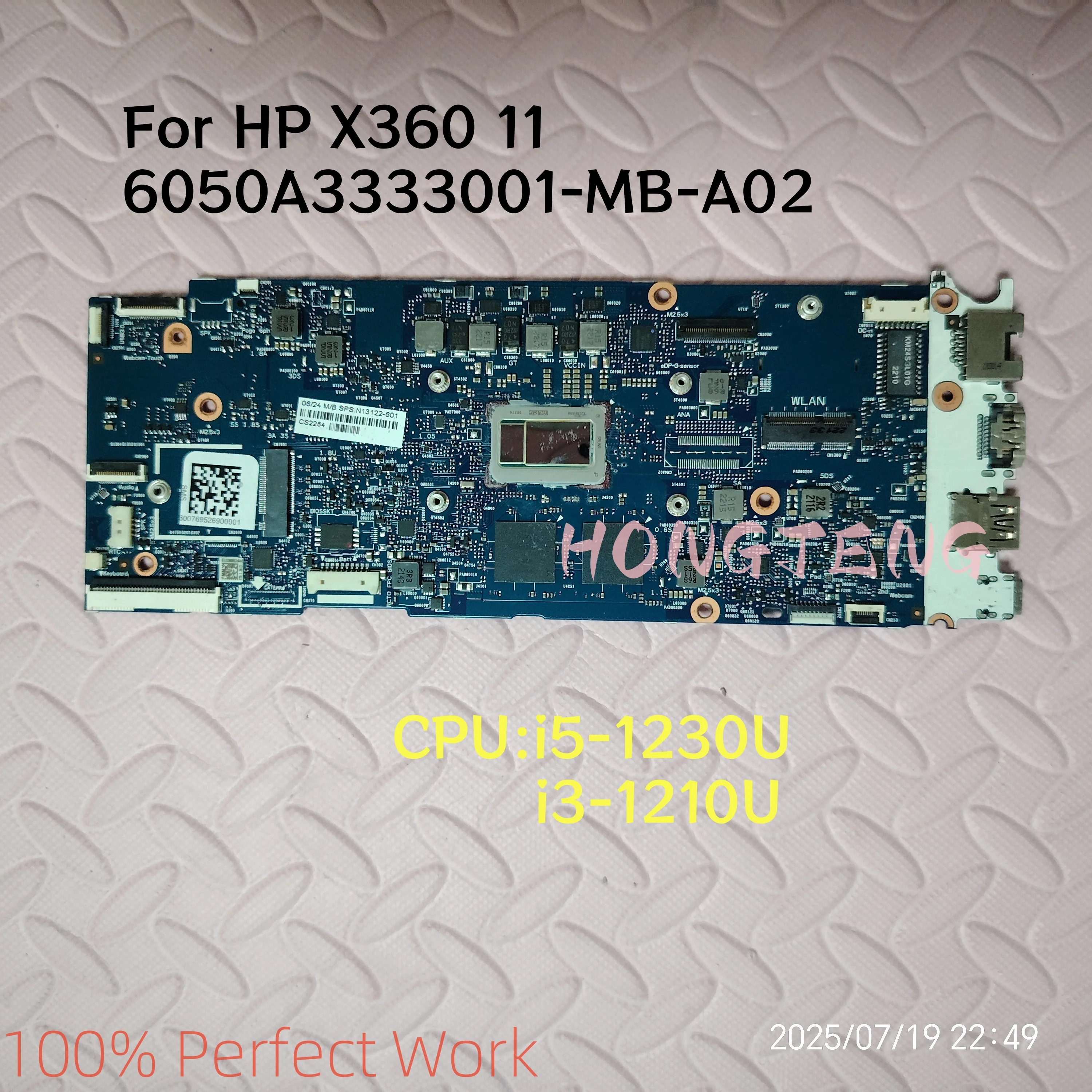 For HP X360 11 WIN Mainboard 6050A3333001-MB-A02 N13122-601 N13121-601 i3-1210U i5-1230U Laptop Motherboard Tested Fast Shipping