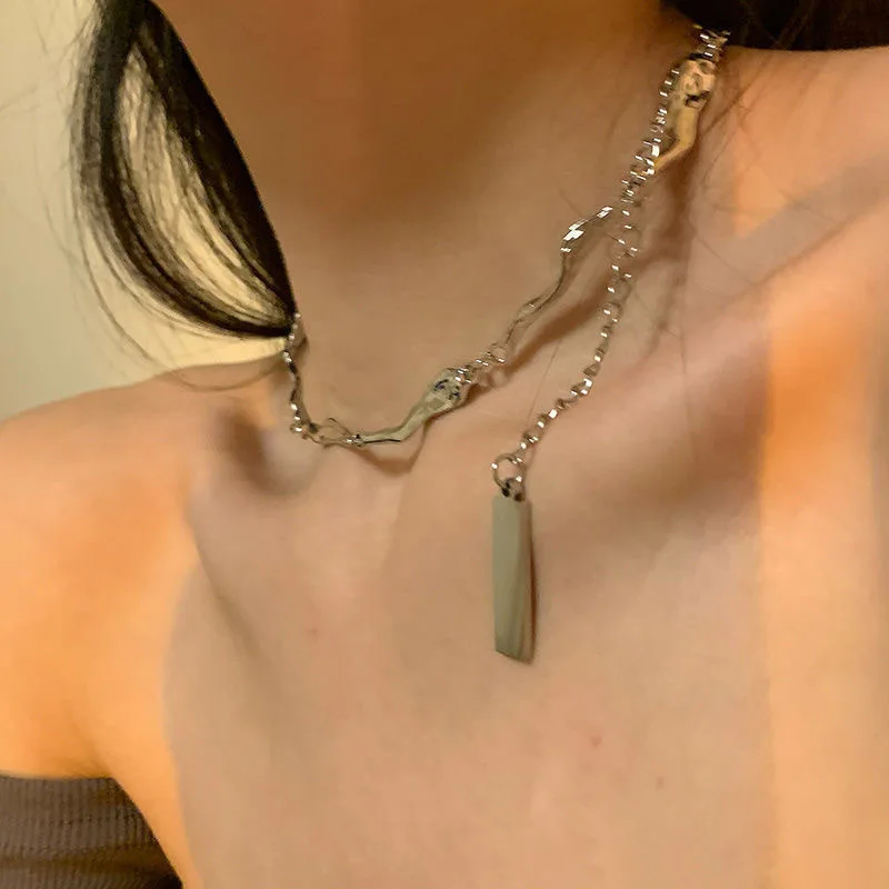 

Vintage Irregular Geometry Metal Necklace For Women Hip-hop Charm Temperament Clavicle Chain Fashion Jewerly Gift Daily Wear