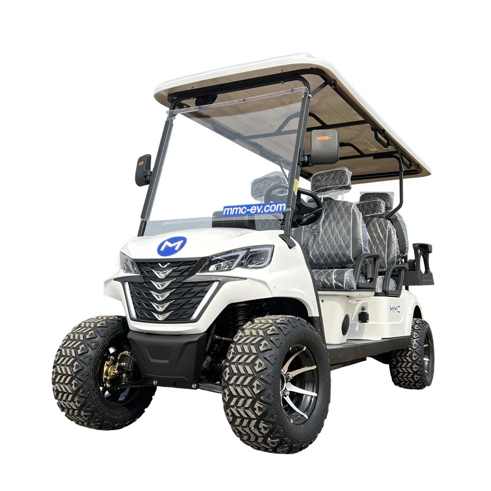 MMC 72V Lithium Battery 4 Front+2Rear off road tire CE Approved with pedal folding glass Club Car 6 Seats Electric Golf Cart