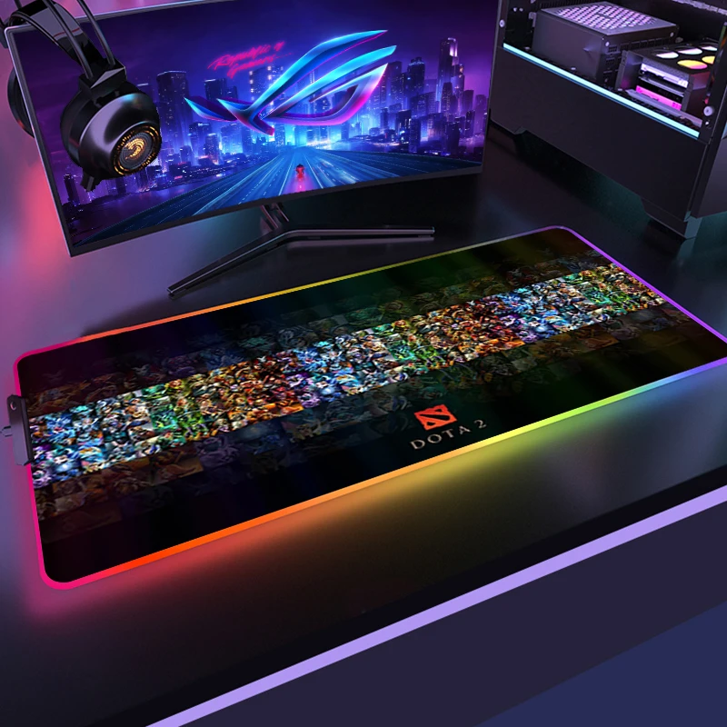 Imagem -05 - Dota 2-backlit Led Rgb Mouse Pad Teclado Gamer Mice Desk Mousepad Acessórios para Jogos Xxl Mat Backlit pc