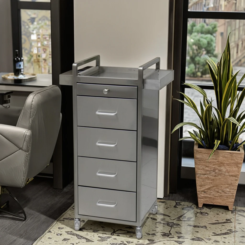 Modern 4-Layer Stainless Steel Tool Storage Cabinet Exclusive Salon Dye Cream Cart with Metal Material Salon Trolley
