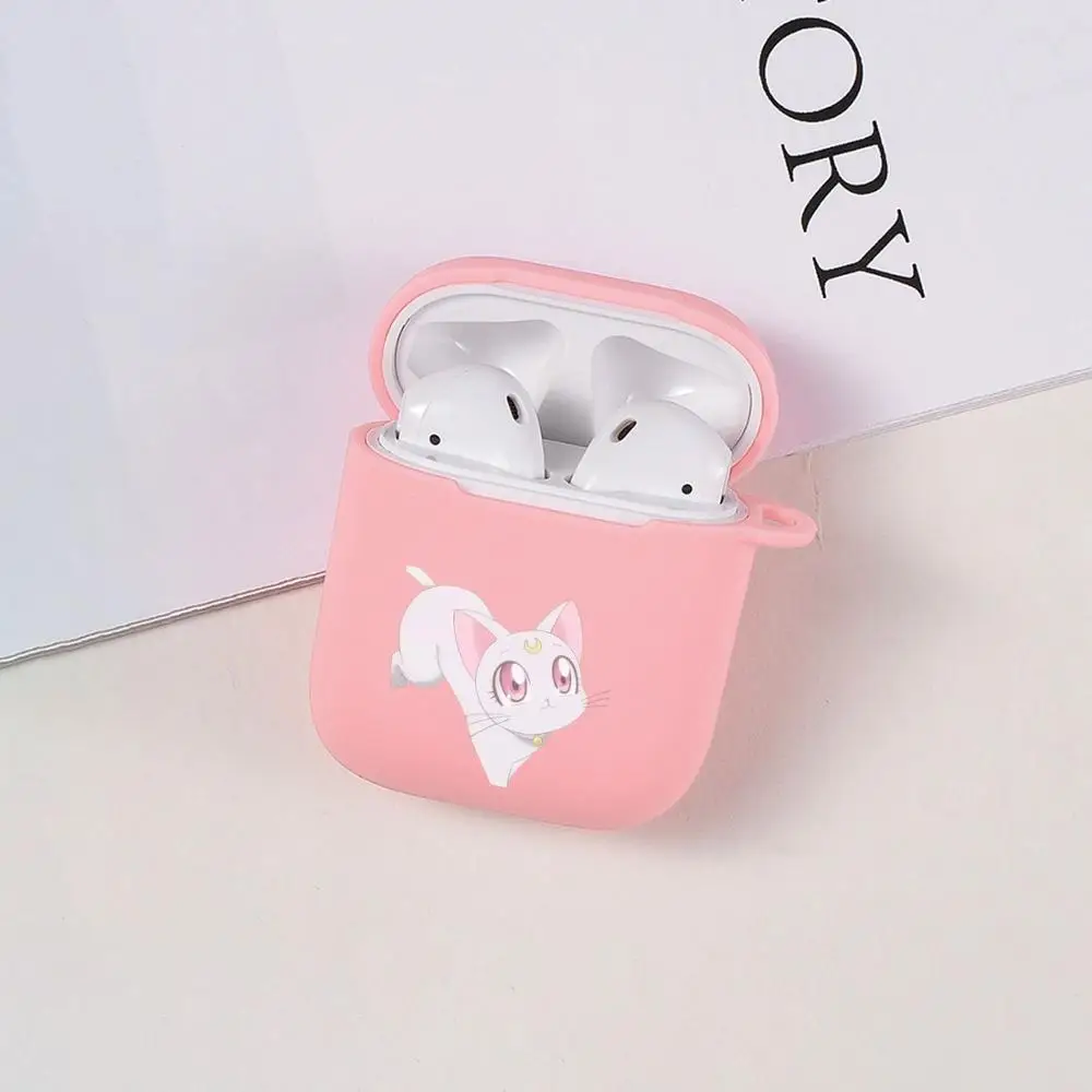 Capa de Silicone Sailor Moon para Airpods, Capa Rosa para Air Pods Pro 2, 3, Fofone de Gato Bonito, Gatos Anime Japão