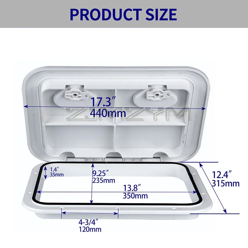

Tapa de acceso al cubículo de 440x315mm para embarcaciones marinas, yates, caravanas, blanca, antideslizante, de plástico.