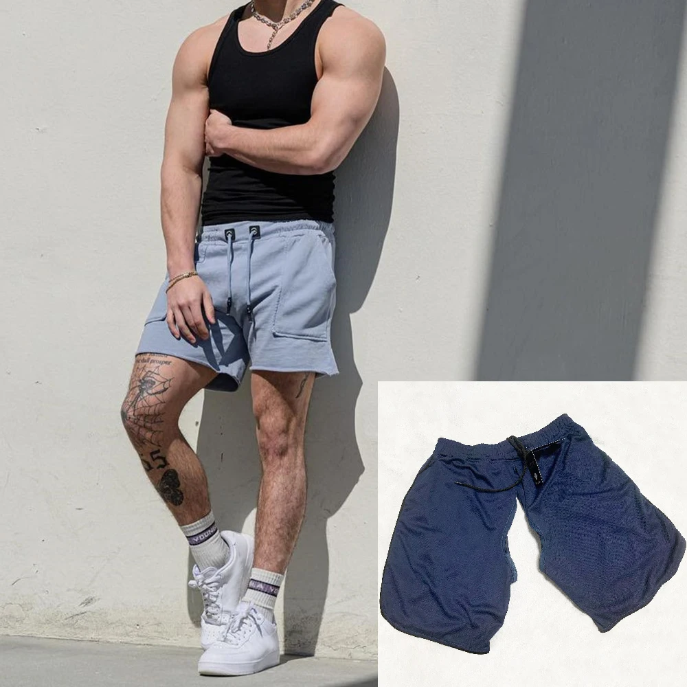 Invisible Open Crotch Outdoor Sex Men's Athletic Shorts Solid Color Leisure Training Pants Summer Basketball Running Pants