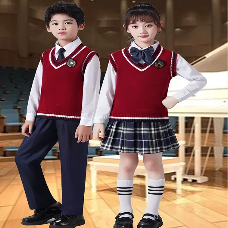 Uniforme scolaire de style britannique pour enfants, costume de performance kinder pour élèves du primaire et du secondaire, de la poésie et de la chorale