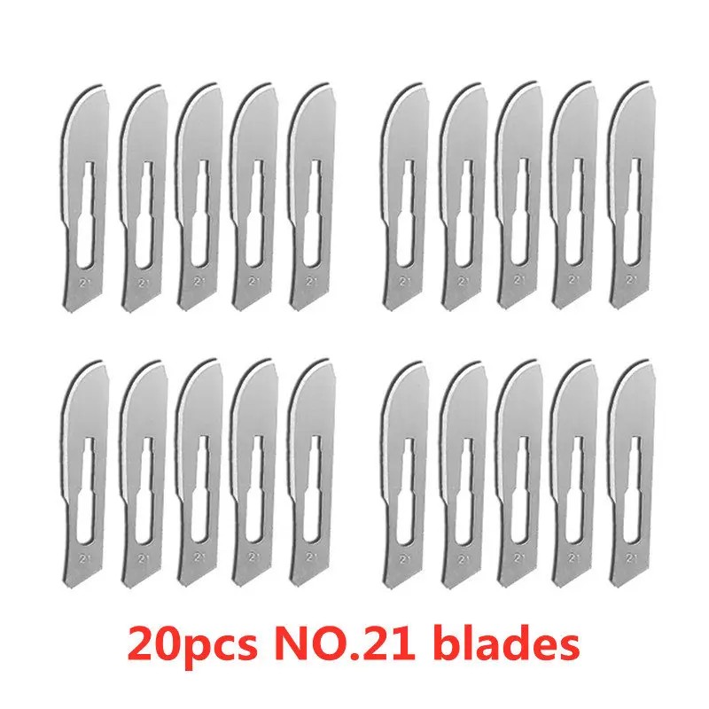 20-100pcs NO.20-NO.25 Sterile Medical Surgical Blades for Cutting Phone PCB Repair DIY Carving Animal Eyebrow Scalpel Knife