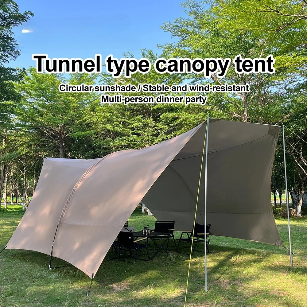 8-10 Person Car Awning Tent with Spacious Windproof UV Shelter， Large Sun Canopy for Family Camping, Beach, Outdoor Picnic