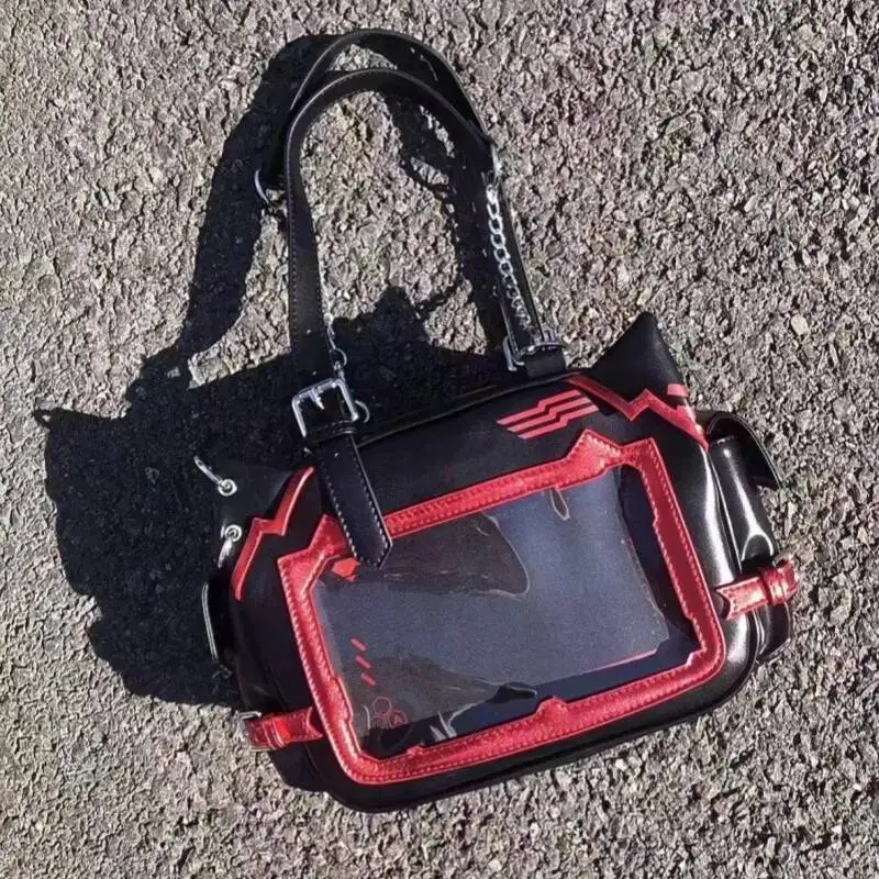 Bloom Large Capacity Mechanical Meow Itabag Women Versatile Transparent Shoulder Bags Ladies Haruku Leather Pain Bag 2025