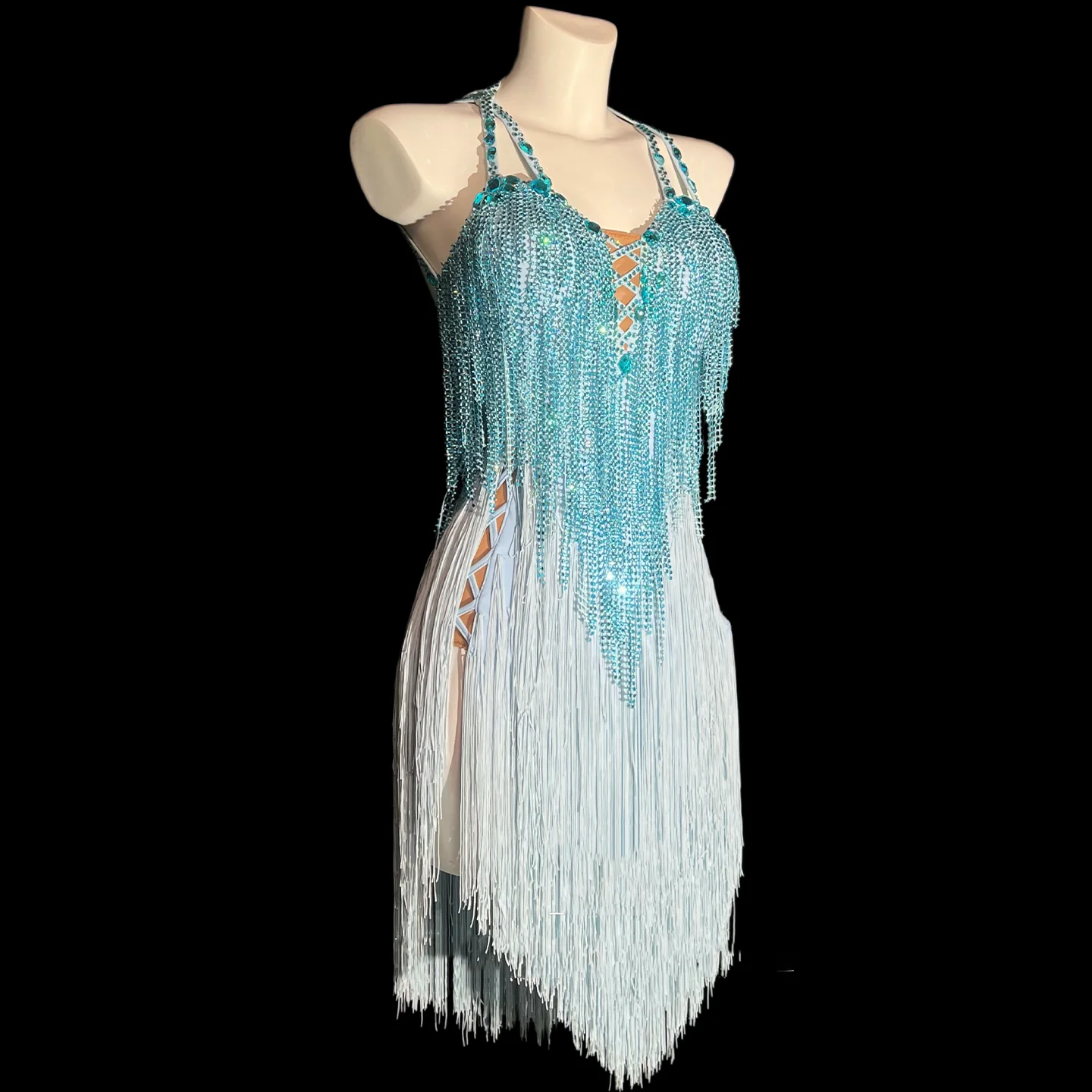 Latin dansers, volwassenen en kinderen, hoogwaardige op maat gemaakte raster kwastje bloemenjurk, jarretel tango samba ab stenen jurk