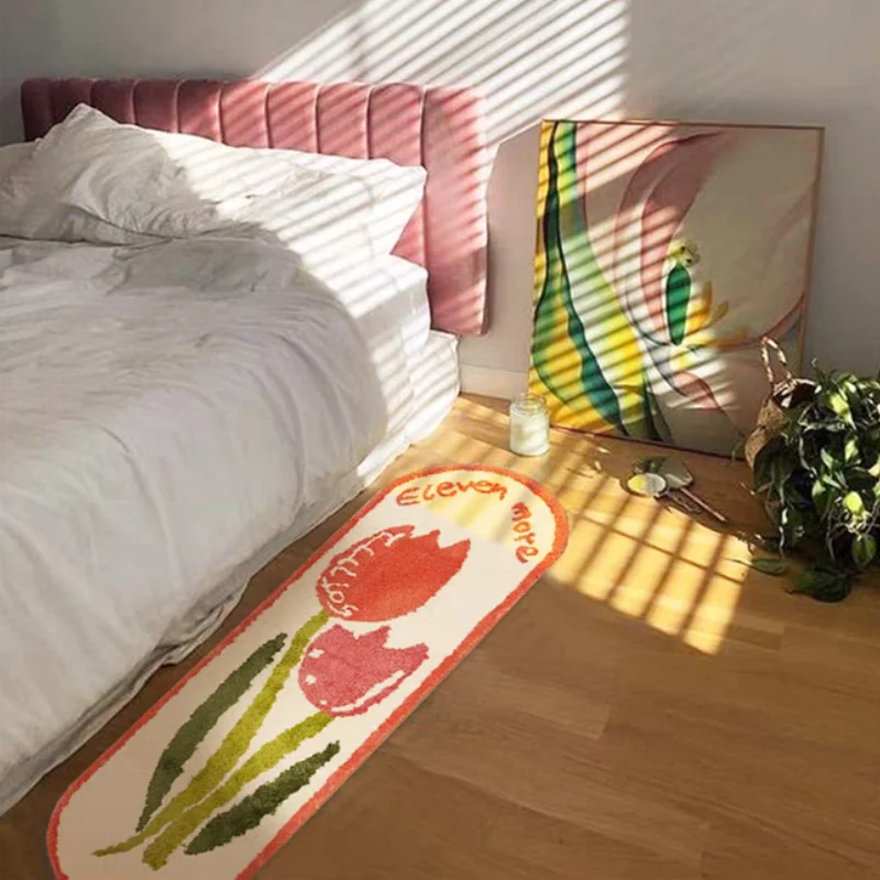 

Коврик VIKAMA Small Fresh Tulip, современный минималистичный плюшевый ковер, мягкий коврик с цветочным узором для спальни и гостиной, уютный декор ​