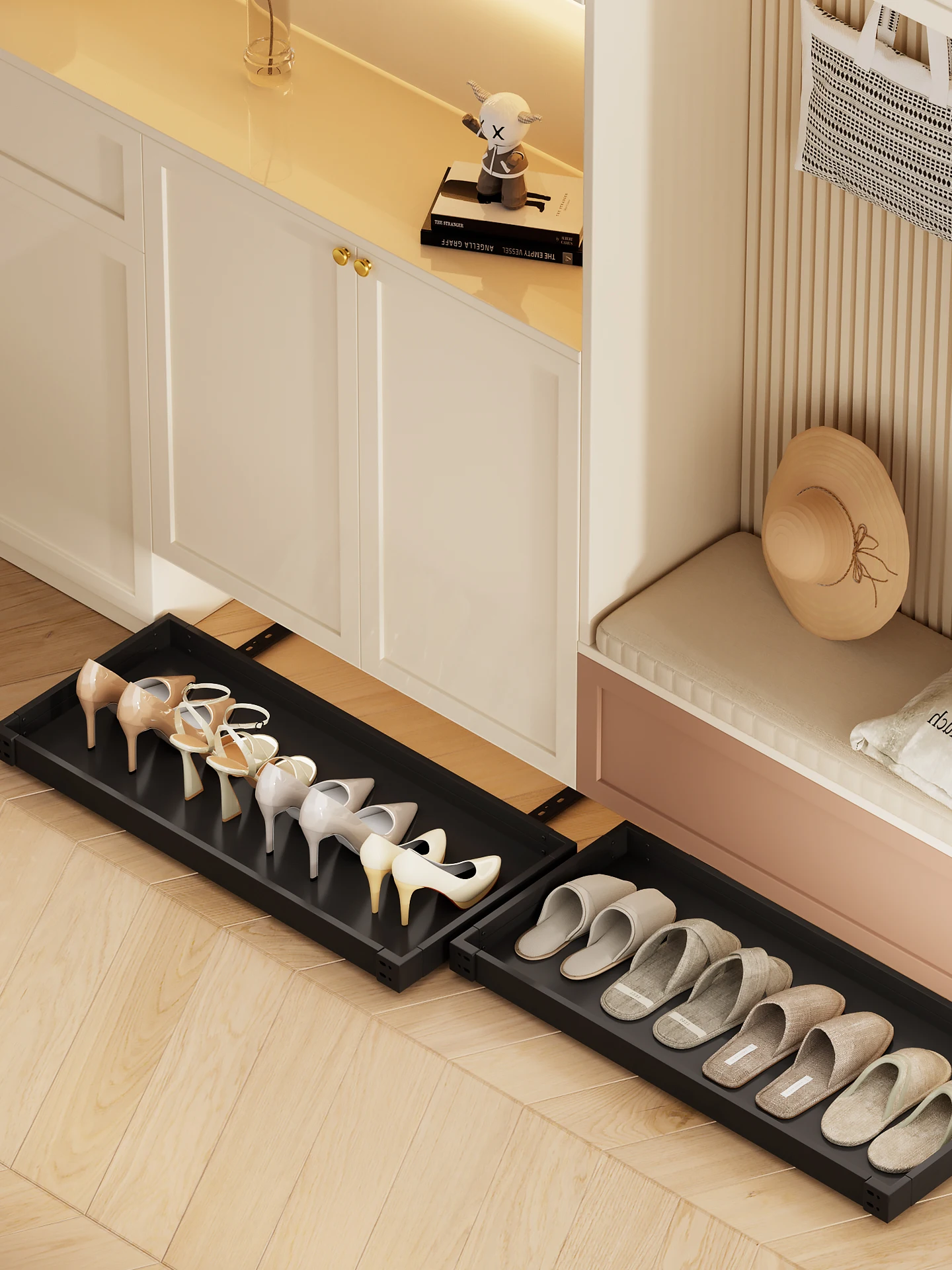 

Home Entryway oe Cabinet Der Sliding Ra underneath Tray Ki Plate Storage Organizer Household Doorway lway Pullout...