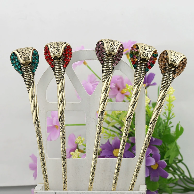 Metal Hair Stick for Women Long Hair, Ancient Bronze Hair Sticks with Crystal Diamond, Vintage Hair Pin Women Styling Stick