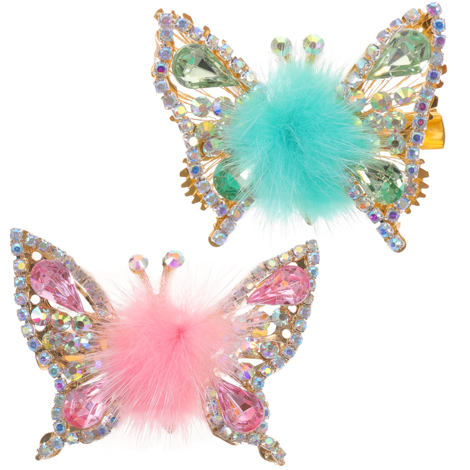 2 قطعة مقاطع حجر الراين المعادن فراشة مشبك شعر مقاطع الشعر للفتيات 8 12 مجنح الفتيات الأطفال الفانيلا دبابيس الشعر اكسسوارات #4