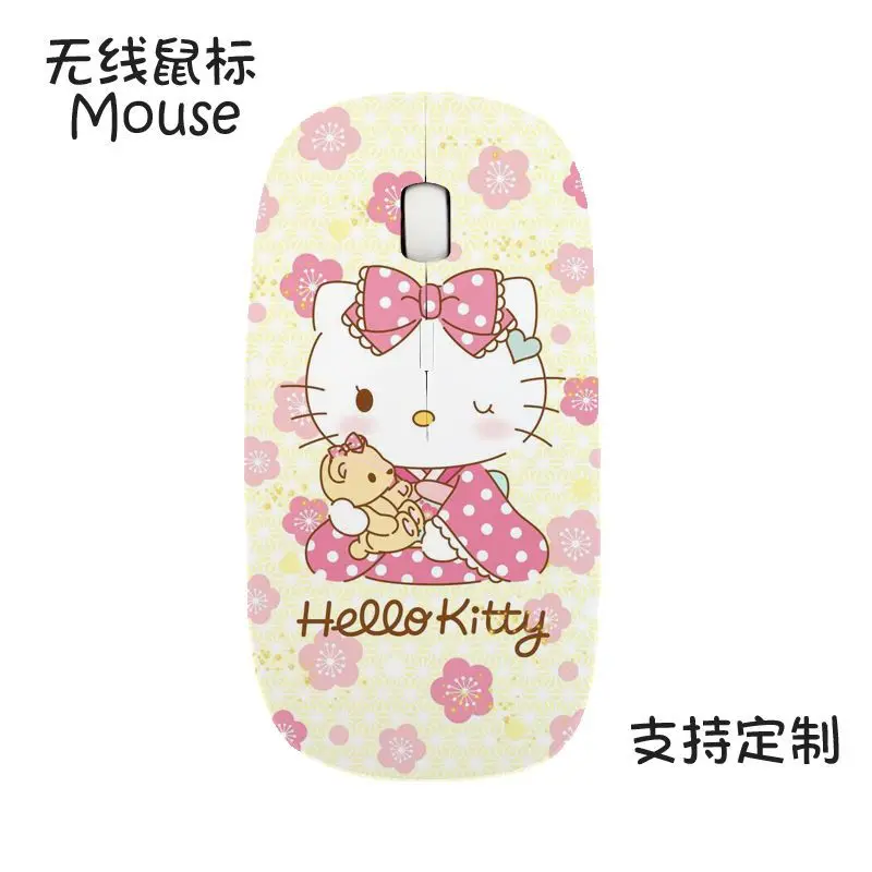 Sanrio Anime Hello Kitty Cartoon Wireless Mouse Office Game Cartoon Cute Pink Girl Birthday Surprise Gift Learning Office