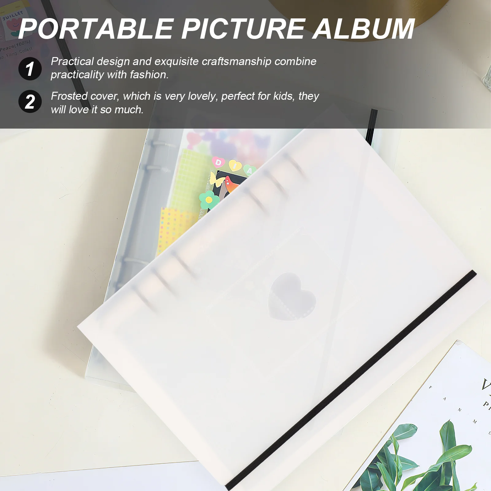 

1Set Portable Picture Album Frosted Cover Multi-Function Photo Book for Wedding Engagement Graduation Photo Household