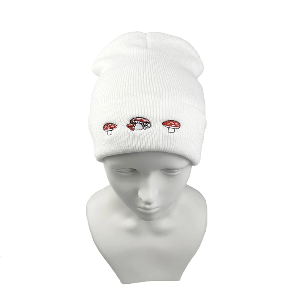 1pcs Fashion Knitted Hat Trendy New Cute Three Mushroom Embroidery Cap Couple Gift Outdoor Autumn And Winter Black White