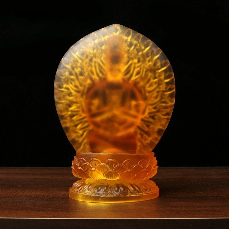 Thousand Hands Guanyin Resin Water Glaze Buddha Statue Living Room Buddhist Temple Offerings Sitting Lotus Crafts