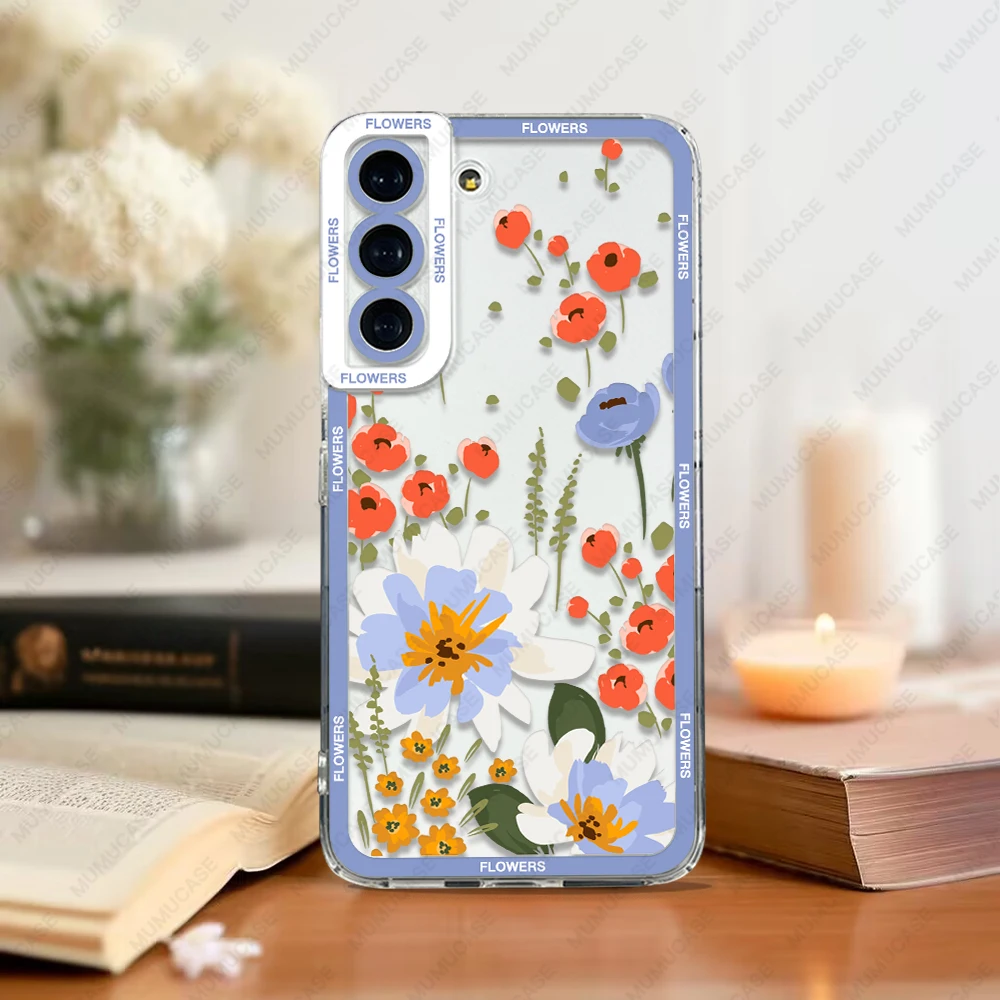 Case For Samsung Galaxy S20 S21 FE S22 S23 Ultra A13 A32 A33 A50 A52 A53 A73 A54 A14 Soft Cover Wild Flowers