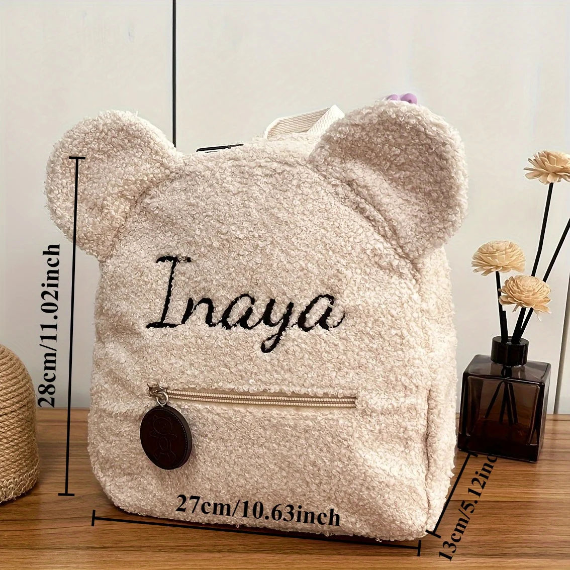 Cute Bear Plush Backpack Embroidered Name Autumn Winter Kids Outdoor Shoulder Bags Custom Personalized Children's Gift Bags