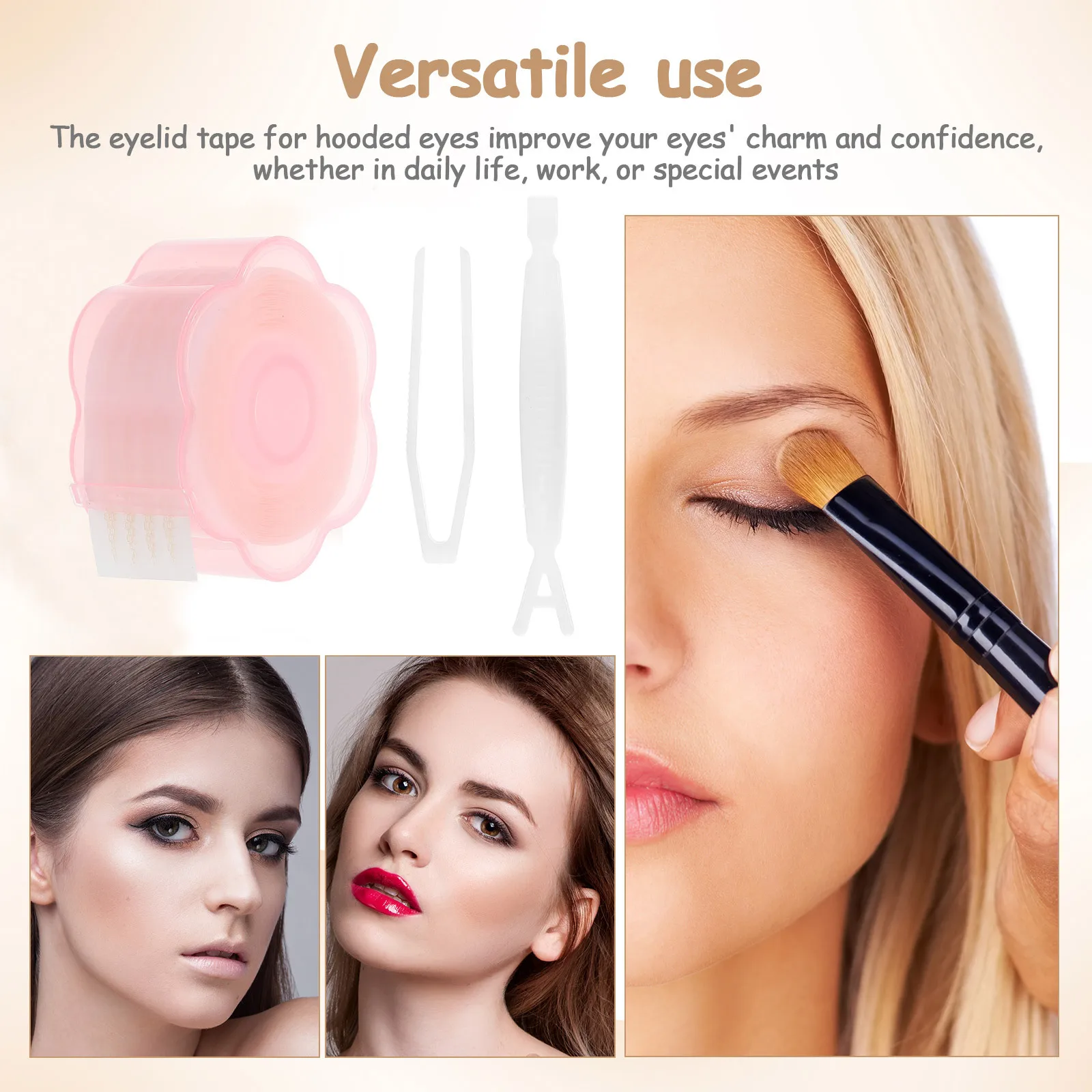 1 Set Spitzenband Unsichtbare Doppelte Augenlidpflaster Wasseraktivierter Augenlidheber Langlebiger Halt Make-up-Tool Für Frauen Auge