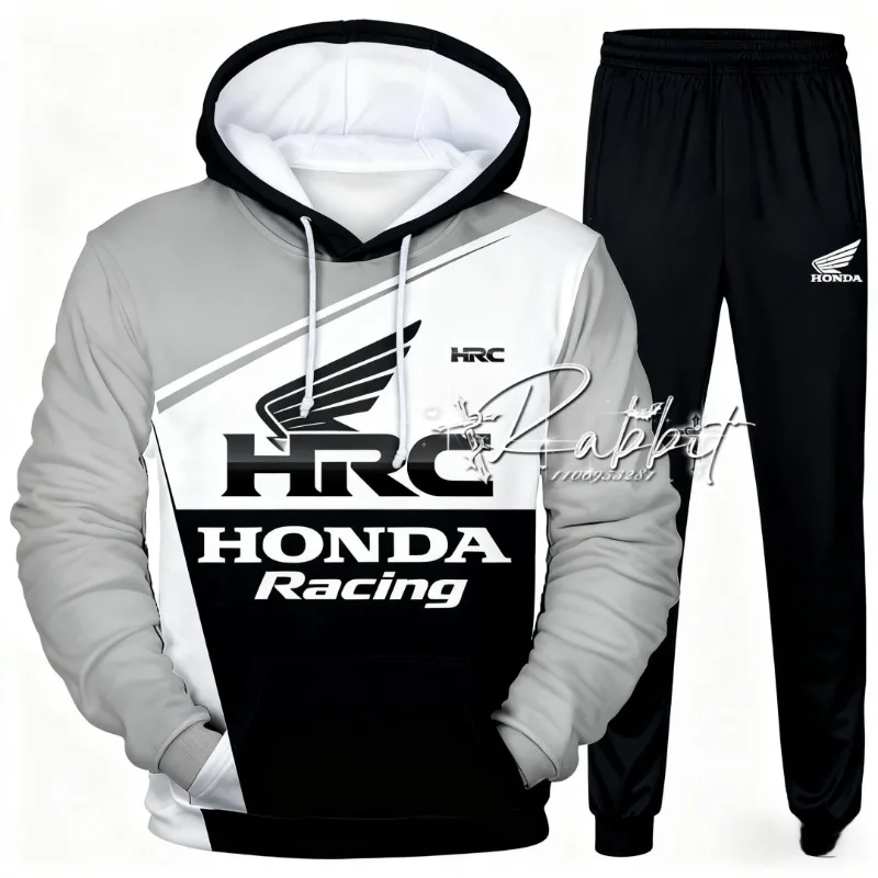 2026 جديد هوندا دراجة نارية متحمس موتو سباق الدراجات مجموعة موضة الشارع هوديي دراجة نارية السراويل الرياضية عادية قطعتين مجموعة