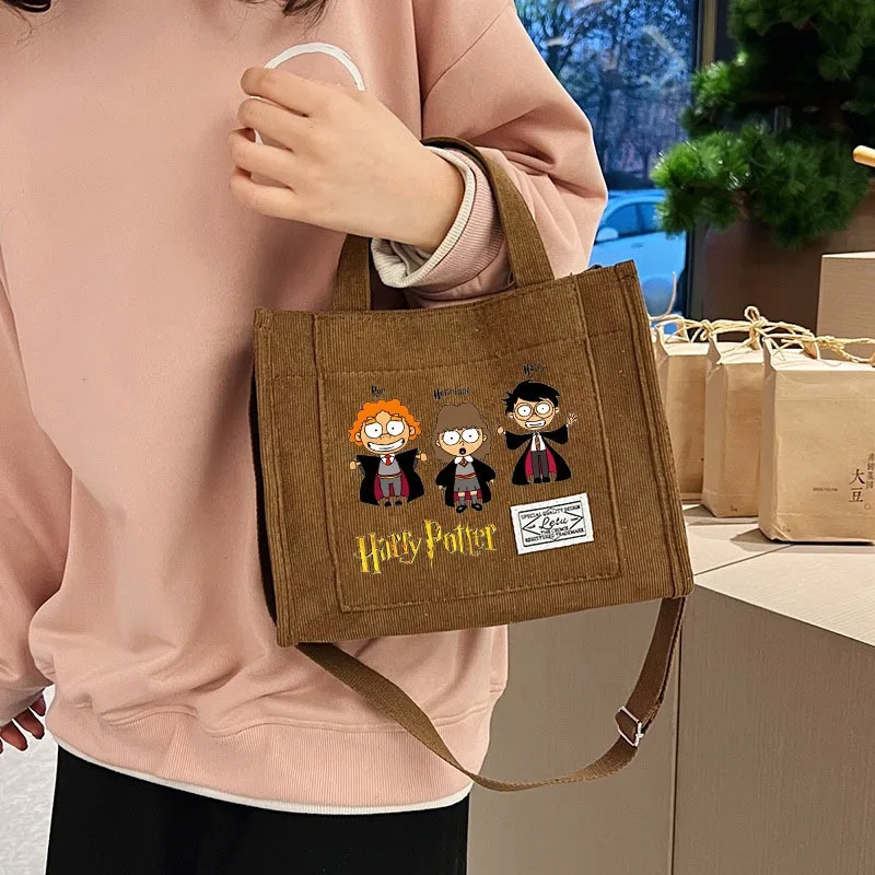 Bolso Mensajero Minimalista con Diseño de Harry Potter, Bolso de Hombro de Pana, Bolso de Mano Pequeño y Moderno, Bolso Cuadrado