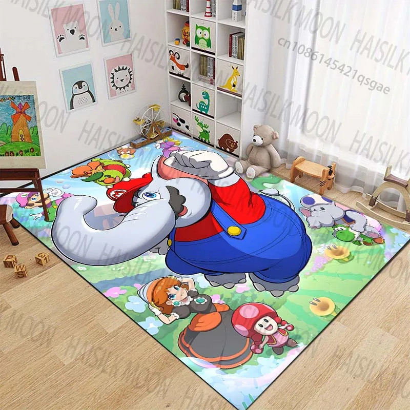 1PC Super Mario World Print Carpet Rug for Living Room Bedroom Sofa Decor Kids Play Home Area Rug Non-slip Mat Game Room Rugs