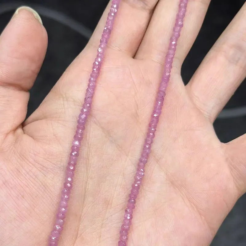 pink SAPPHIRE Roundelle faceted 3-3.5mm nature DIY  loose beads  for making jewelry necklace 20CM FPPJ wholesale