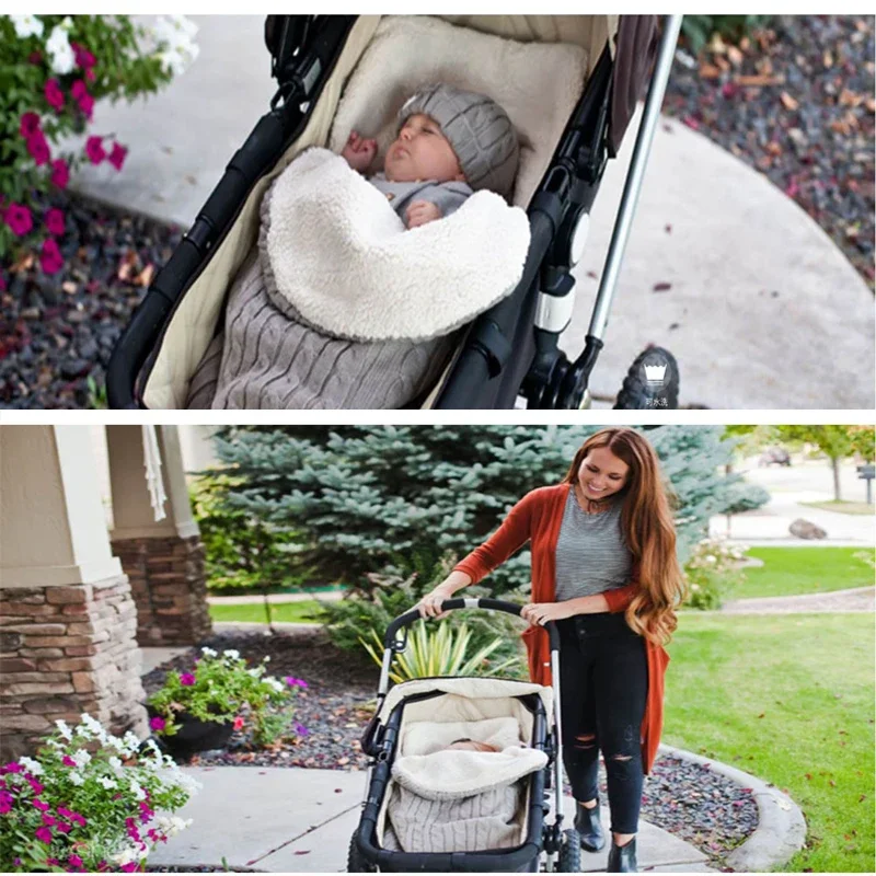 Kocyk do wózka dziecięcego na jesień i zimę, dziergany, gruby, bawełniany, ocieplacz, wiatroodporny, poduszka bawełniana do wózka.