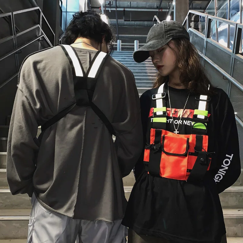 Hip-hop Streetwear Unisex Chest Rig Bag High Quality Nylon Chest Bags sports Vest clothing Multi-function Tactical Vest Backpack