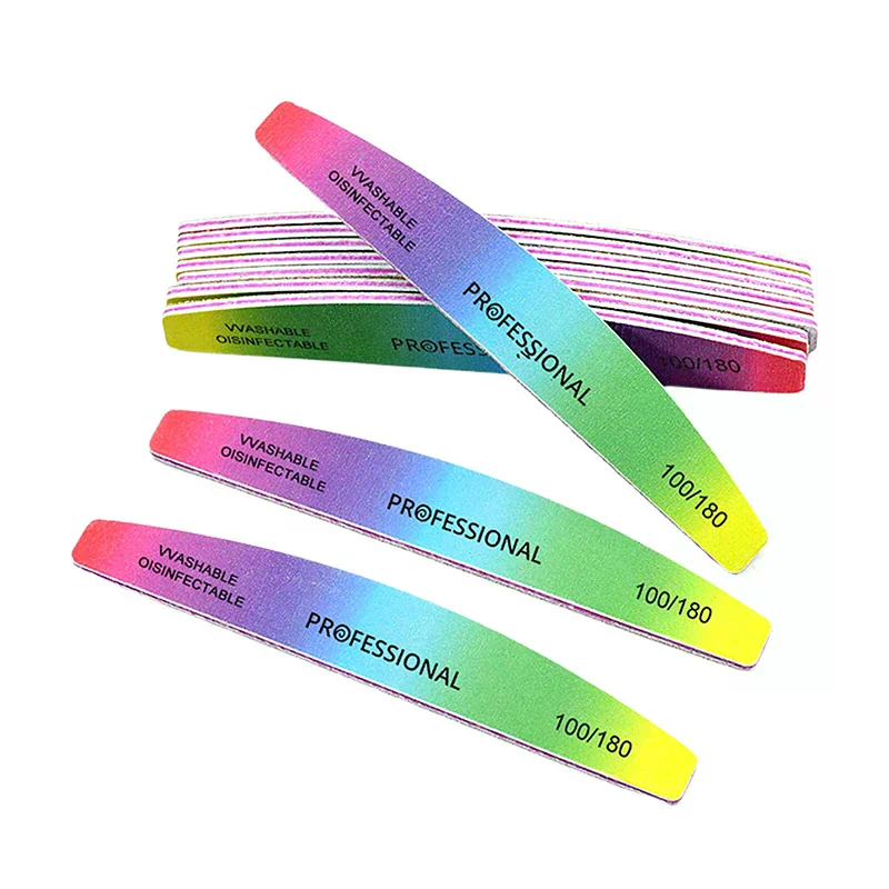 ตะไบเล็บมืออาชีพ 1 ชิ้น อุปกรณ์ขัดเงาเล็บ ตะไบเล็บสองด้าน ความละเอียด 100/180 สำหรับดูแลเล็บมือ