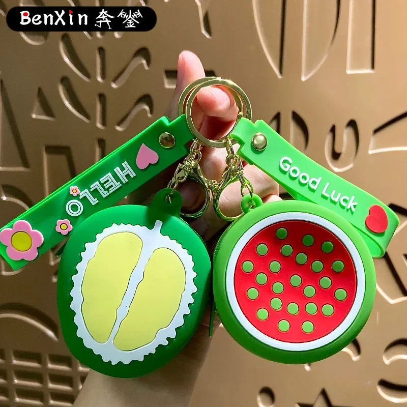 2025 Minso Creative silicone fruit coin purse keychain pendant, exquisite key chain pendant, card case