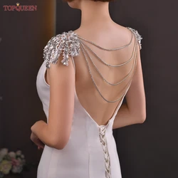 TOPQUEEN Wholesale Bridal Shoulder Chain Body Necklace Rhinestone Tassel Shawl Scarf Accessories Ladies Body Jewelry Boho SG05