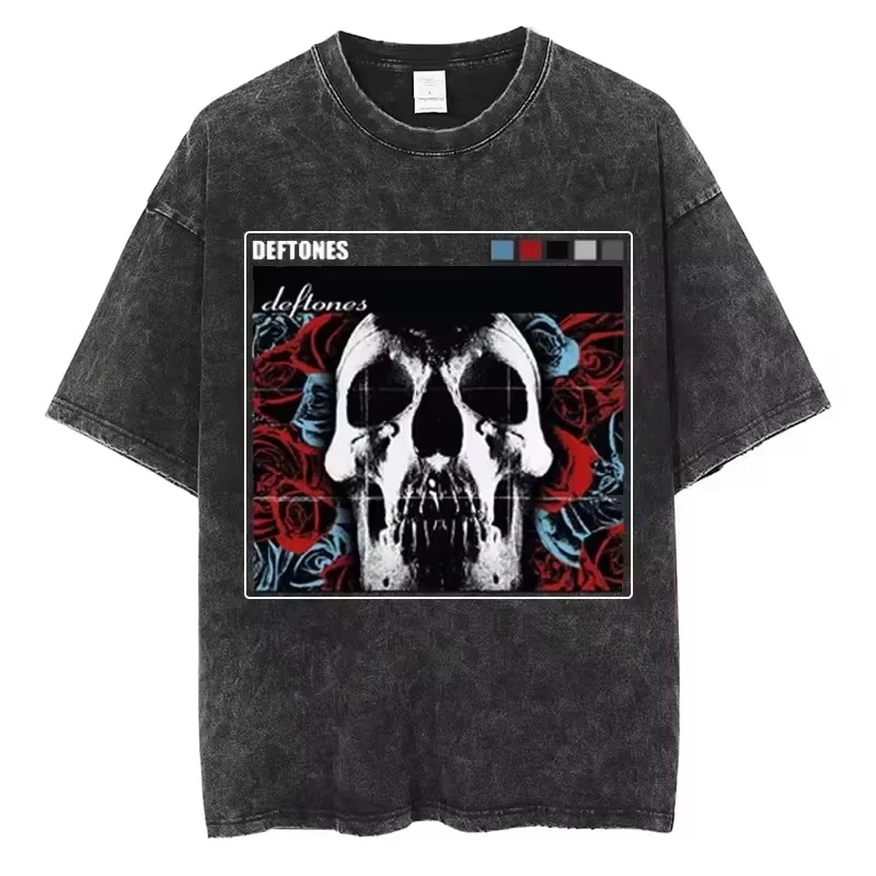 

2025 Hop Deftones Men Women Plus Size Summer Washed T Shirt Vintage Print Cotton Tshirt Fashion Design Tee Streetwear Unisex Top