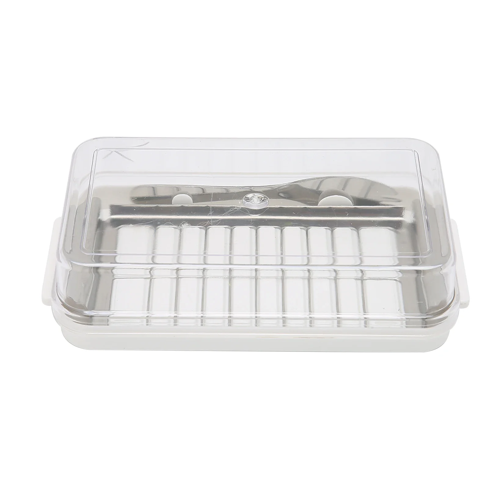 Butter Box Butter Cutter Container Stainless Steel Butter Cutter Box Cheese Storage Container with Transparent Cover for Kitchen