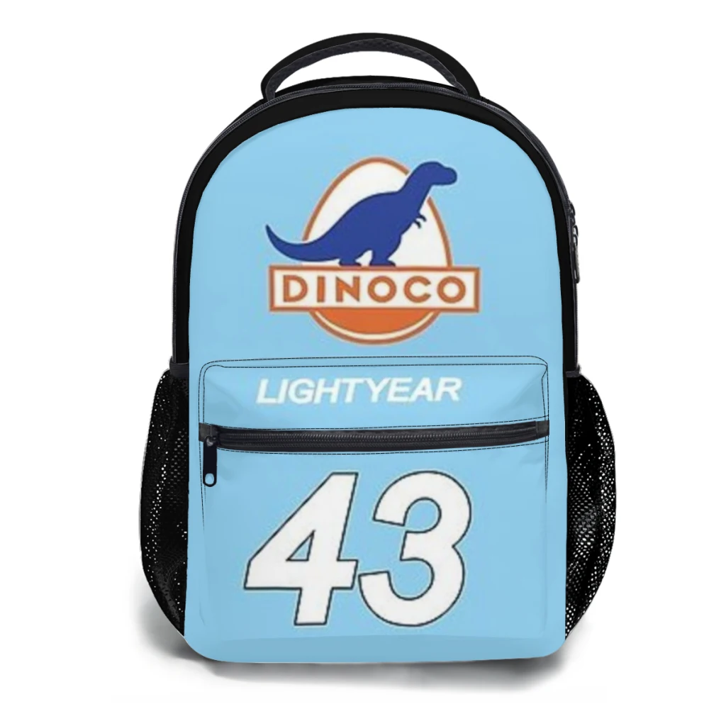 Mochila Dinoco Azul para Crianças, Mochila Estudantil de Grande Capacidade, Desenhos Animados, Ensino Médio, 17"