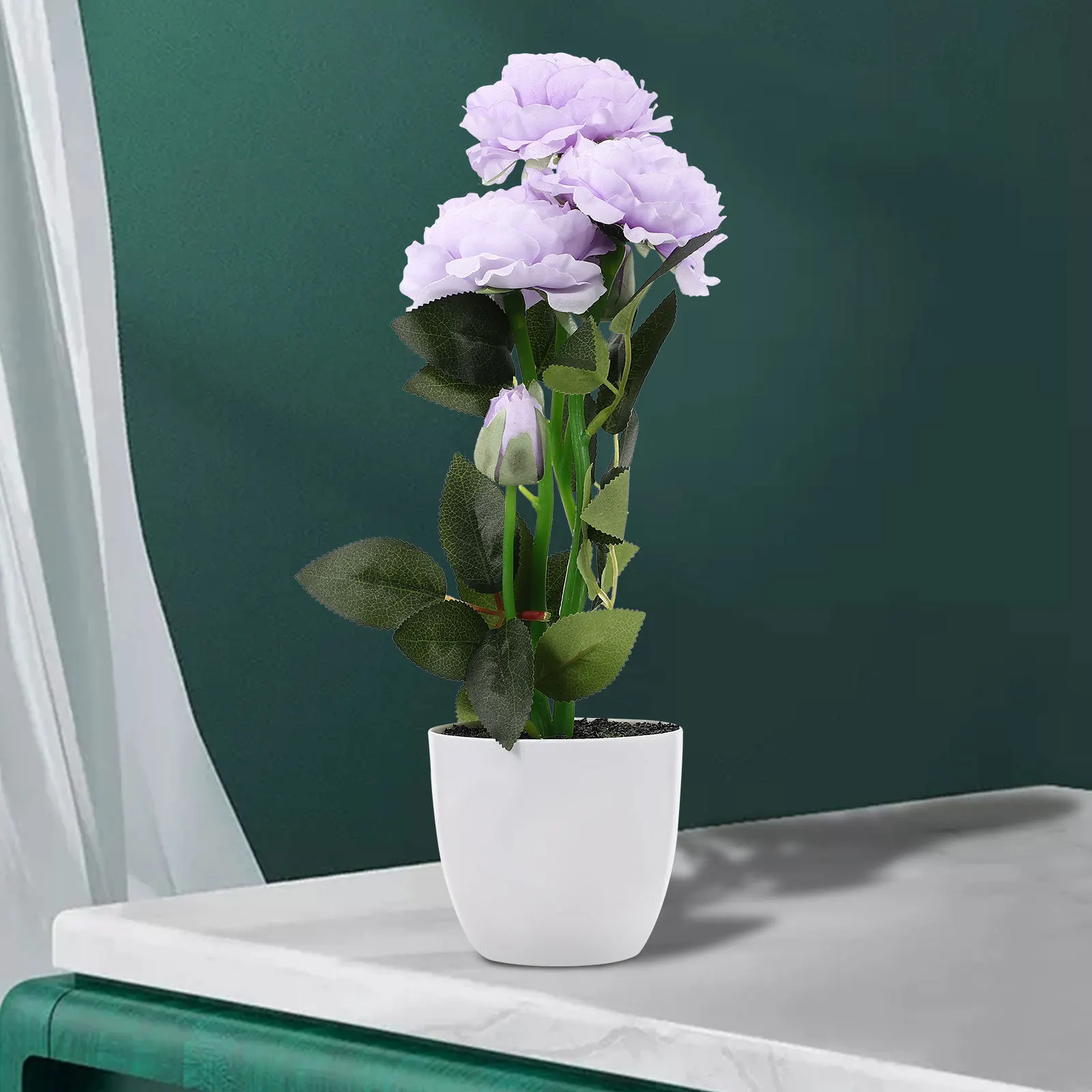 

Artificial Peony Bonsai Premium Simulation Potted Plant Decorative Fake Plant for Home Office Table Centerpiece Living Room