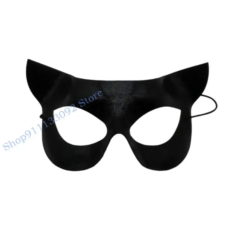 مجموعة قناع الوجه للقطط من H9ED، مجموعة سوط بياقة أجراس، إكسسوارات أزياء القطط السوداء للنساء #5
