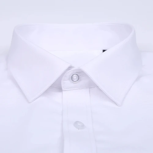 Imagen 2 del producto Camisa de manga larga de algodón 100 de Color sólido S- 8XL para hombres, camisa blanca Formal de negocios para trabajo de oficina Social, camisa blanca de manga larga para hombres, corte ajustado