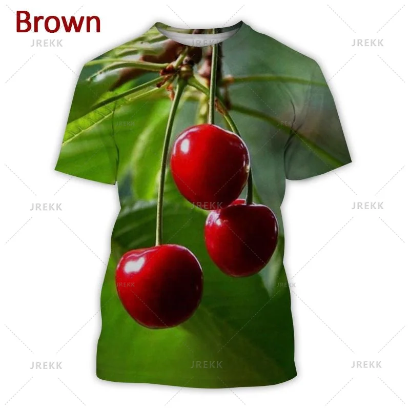 Summer New 3D Sweet Fruit Cherry Printing T Shirt Mens Fashion Funny Short Sleeve T Shirts Women Y2k Tee Shirts Men Clothing Top