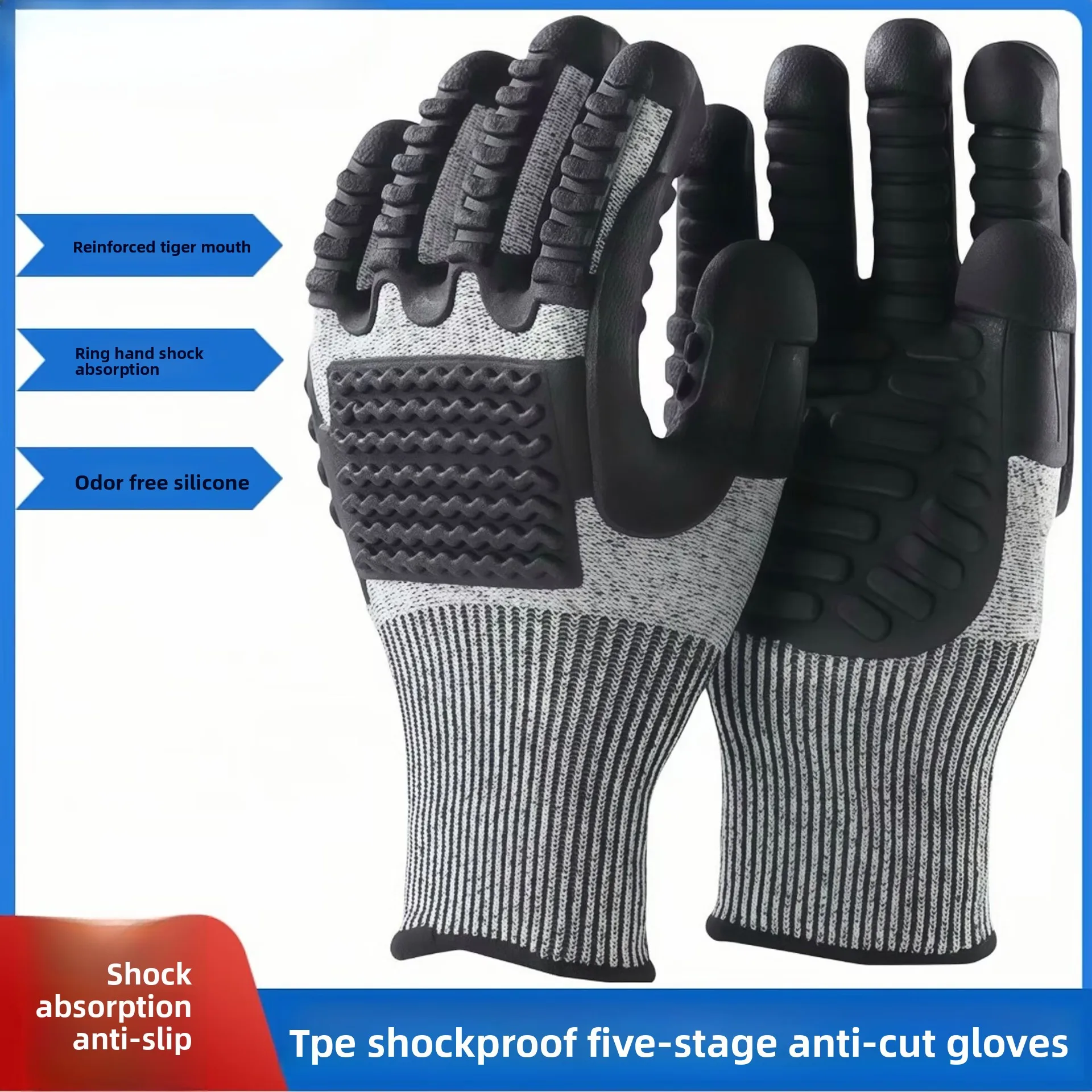 

1 пара устойчивых к порезам из ТПЭ, защитные перчатки для садовых работ, антивибрационные перчатки для защиты рук для механика