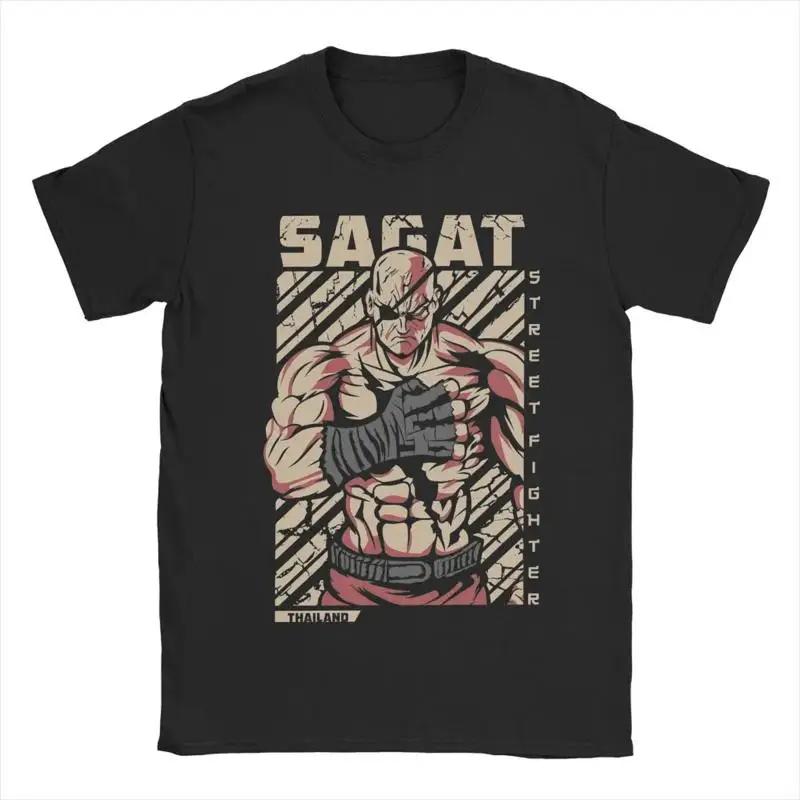 Divertida camiseta Sagat Streets Fighters para hombres cuello redondo 100 algodón juego Sho