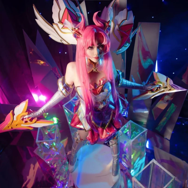 LOL ستار/ليج أوف ليجندز لعبة جارديان كايسا أزياء تنكرية للنساء فستان أغطية الرأس مجموعة ملابس حفلات كرنفال الهالوين البدلة