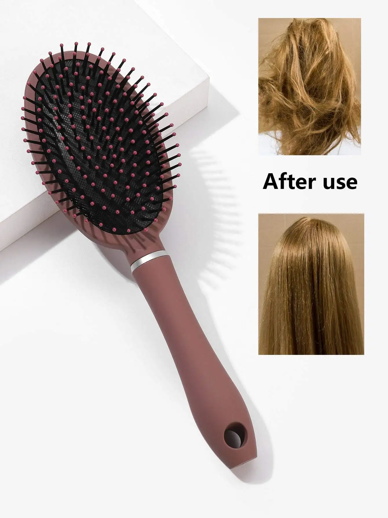 

1pc Portable Cushion Hair Brush Plastic Detangler, Glide Through Tangles With Ease, Plastic Detangler, Blow Drying And Straightening, Oval Hair Cushion Brush, For Thick/Curly/Thin/Long/Short Hairs Wet Dry All Hair Types, For Women Men Comb, Hair Brush, Co