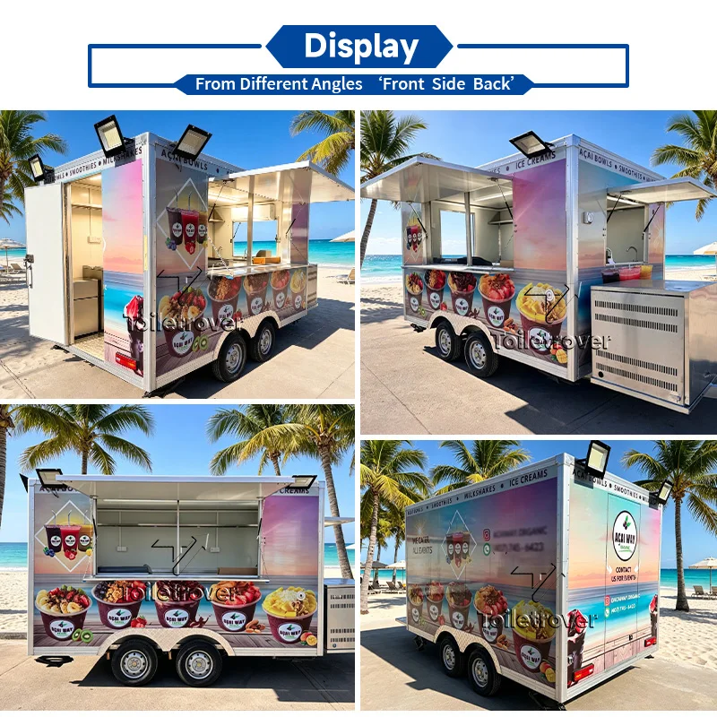 Street Friendly Mobile Food Cart Innovative Custom Food Trailer For Europe Commercial Street Vending Catering Trailer for Sale